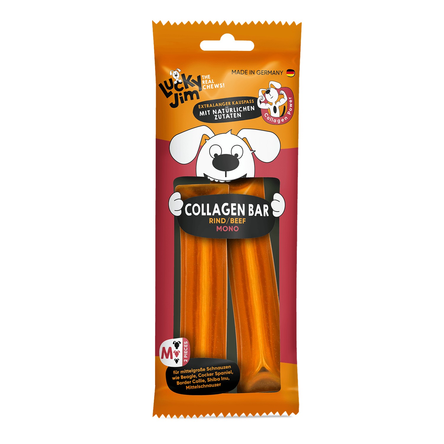Lucky Jim Collagen Bar Βοδινό M 2 τεμ. × 60g