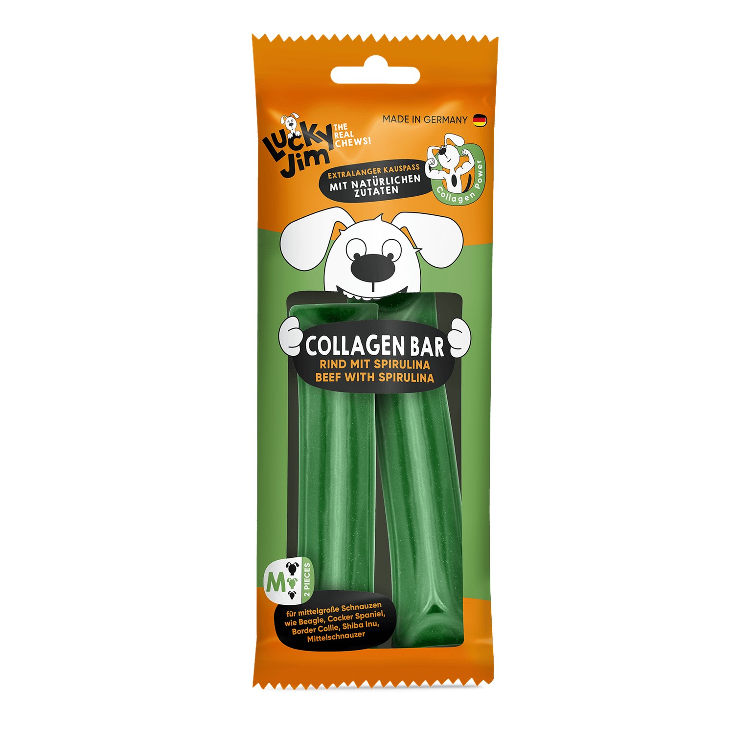 Lucky Jim Denta Collagen Bar Σπιρουλίνα M 2 τεμ. × 60g